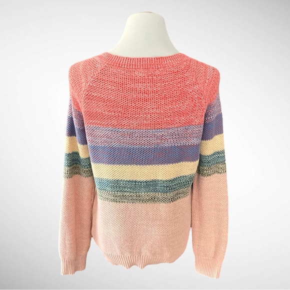 Hem & Thread Striped Colorblock Pullover V-Neck Sweater - Picture 5 of 10